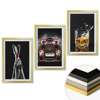 WANDBILDER 3er Set - 40x60 cm Goldrahmen - Frauenbeine Rosenauto Whisky - Goldfarben, Kunststoff (40/60cm) - ArtPrintCave