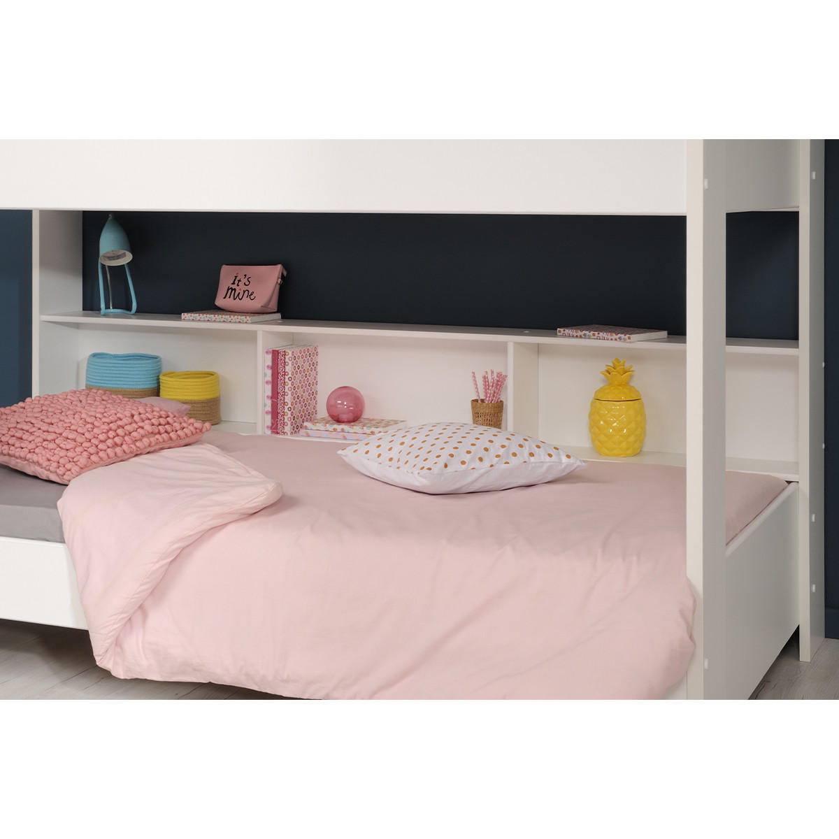 HOCHBETT mit Nischen - 90x200 cm - Leo - Weiß, Holzwerkstoff (90/200cm) - Calicosy