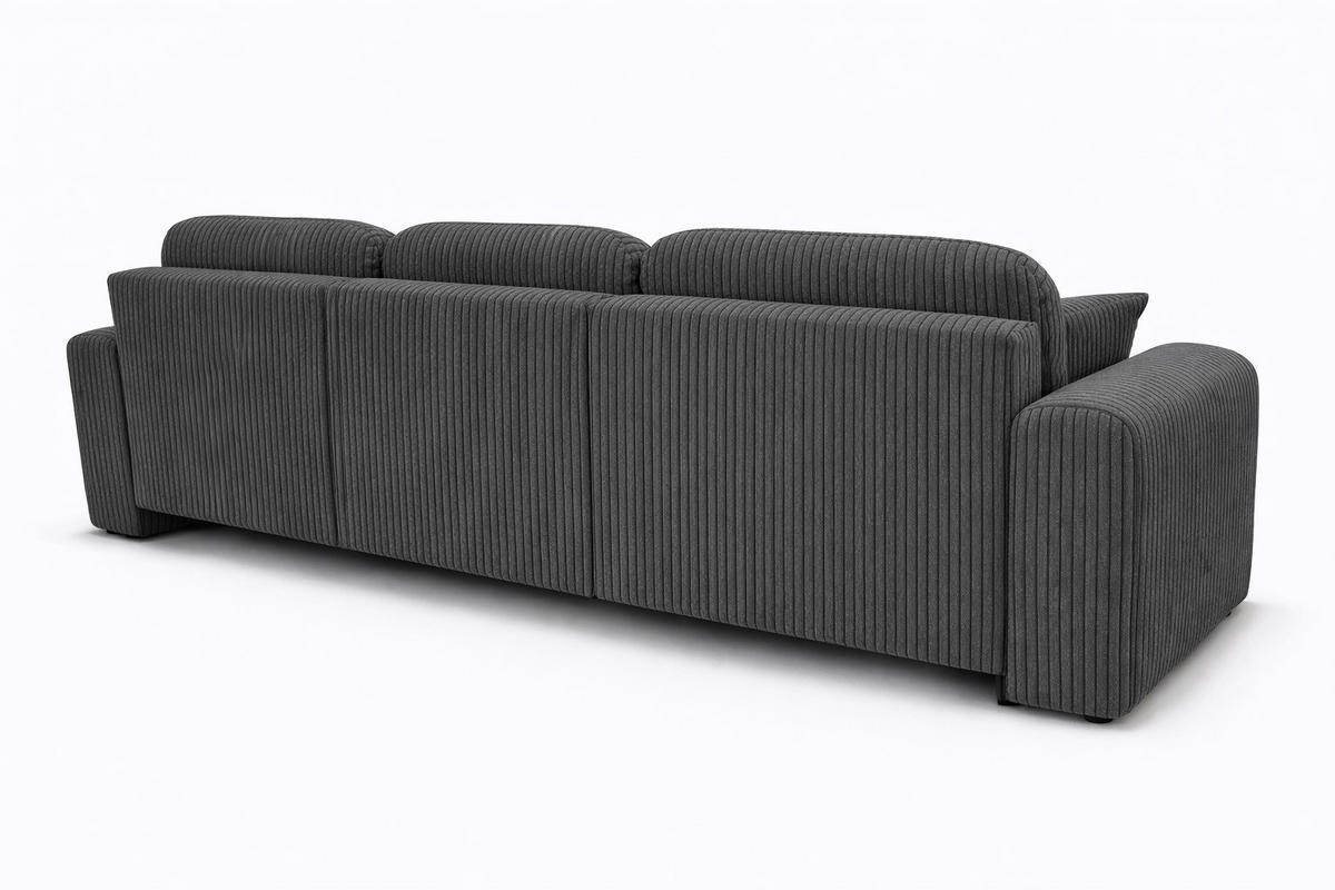 ECKSOFA Mit Schlaffunktion Und Bettkasten, Sofa L-Form Bingo L, Cordstoff Poso, Grau, Rechts - Grau, Holz (250/142cm) - Kaiser Möbel