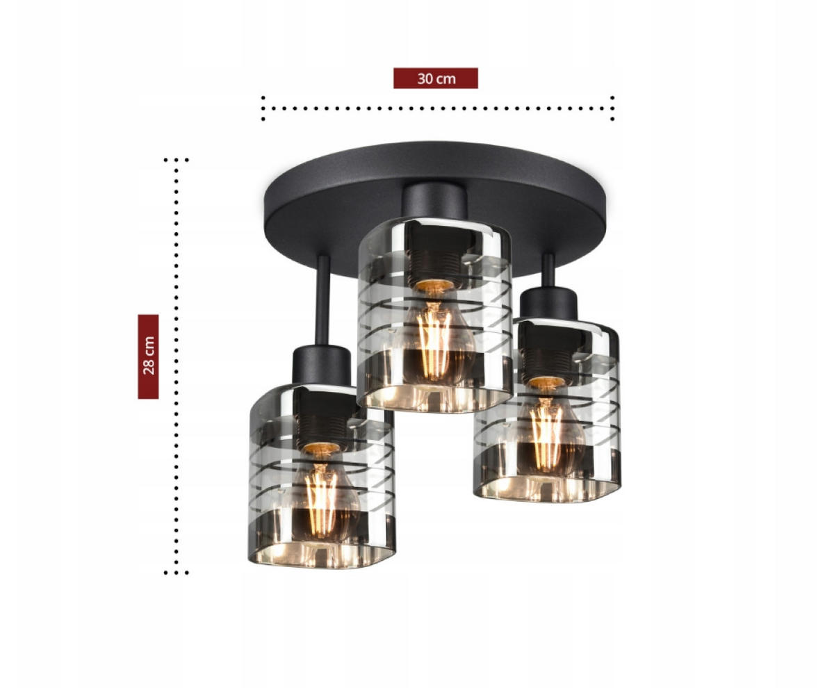 DECKENLEUCHTE TRAGLAS - Transparent/Schwarz, Glas/Metall (30/30/30cm) - kiki design