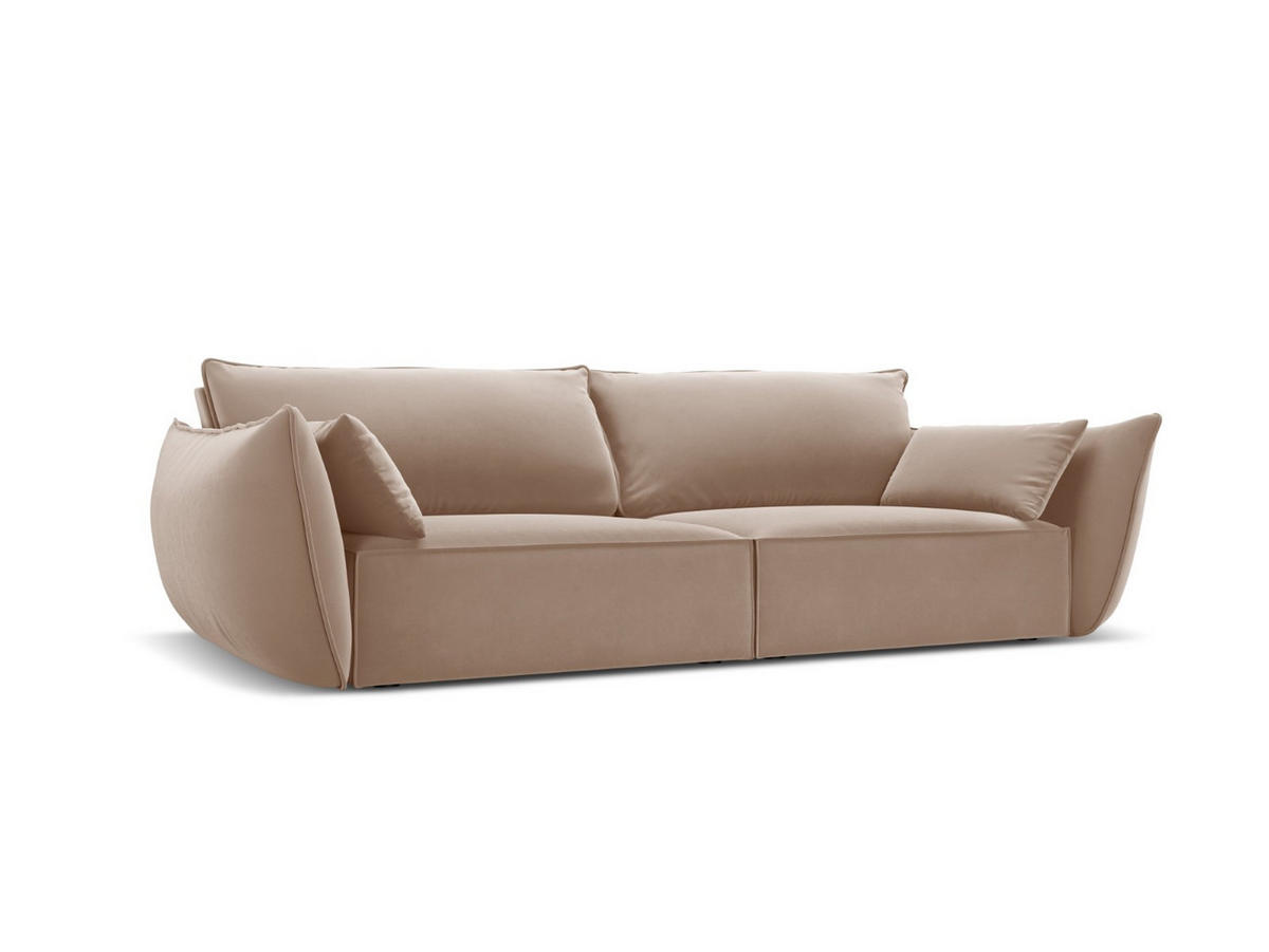 SOFA Kaelle aus Samt beige 3 Sitzplätze - Beige, Textil (100/85/208cm) - Micadoni
