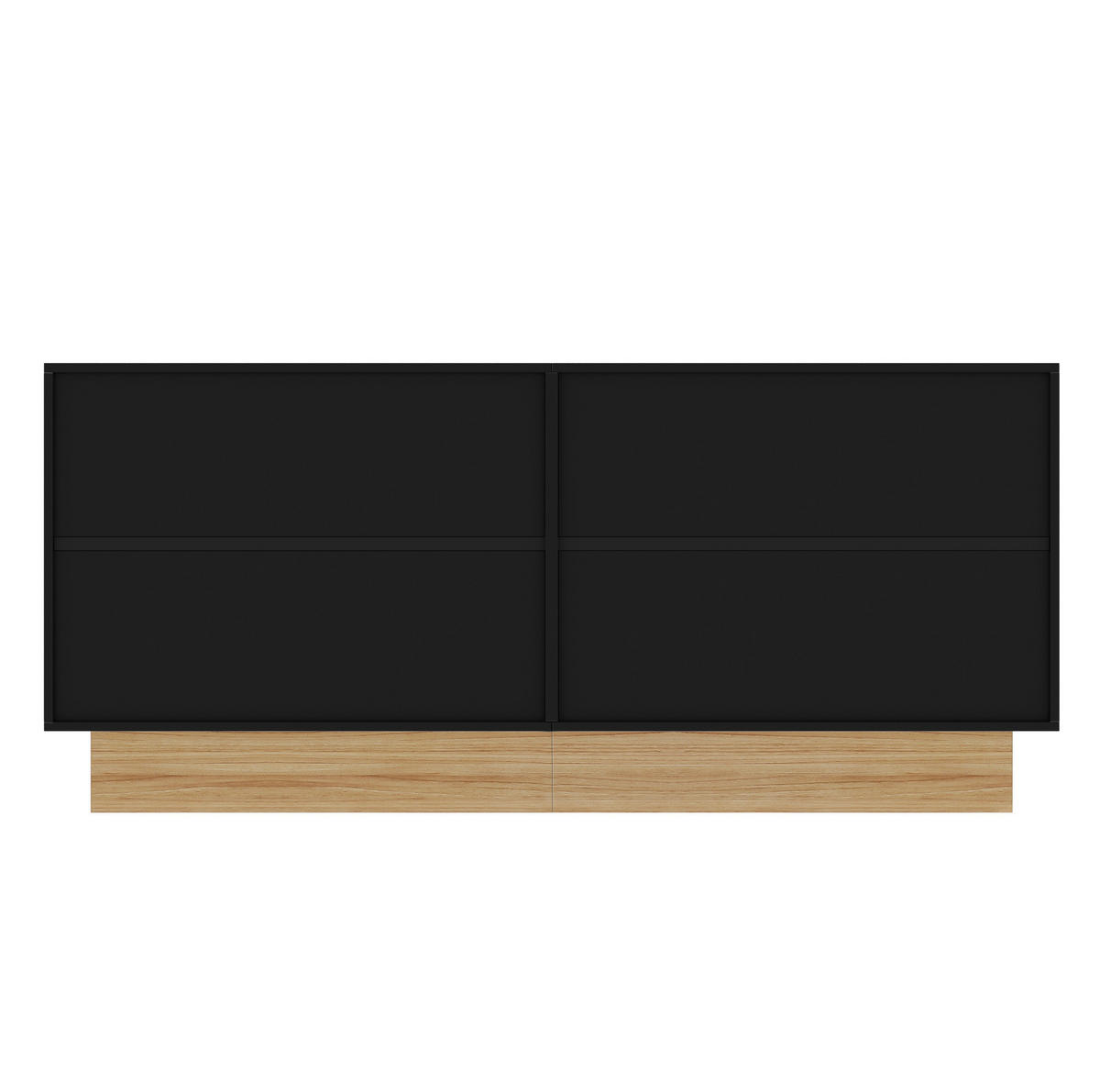 SIDEBOARD aus Spanplatte 160x38x75 cm Schwarz/Holzoptik mit 4 Türen und Stauraum - Schwarz, Holzwerkstoff (160/75/38cm) - IVMEU