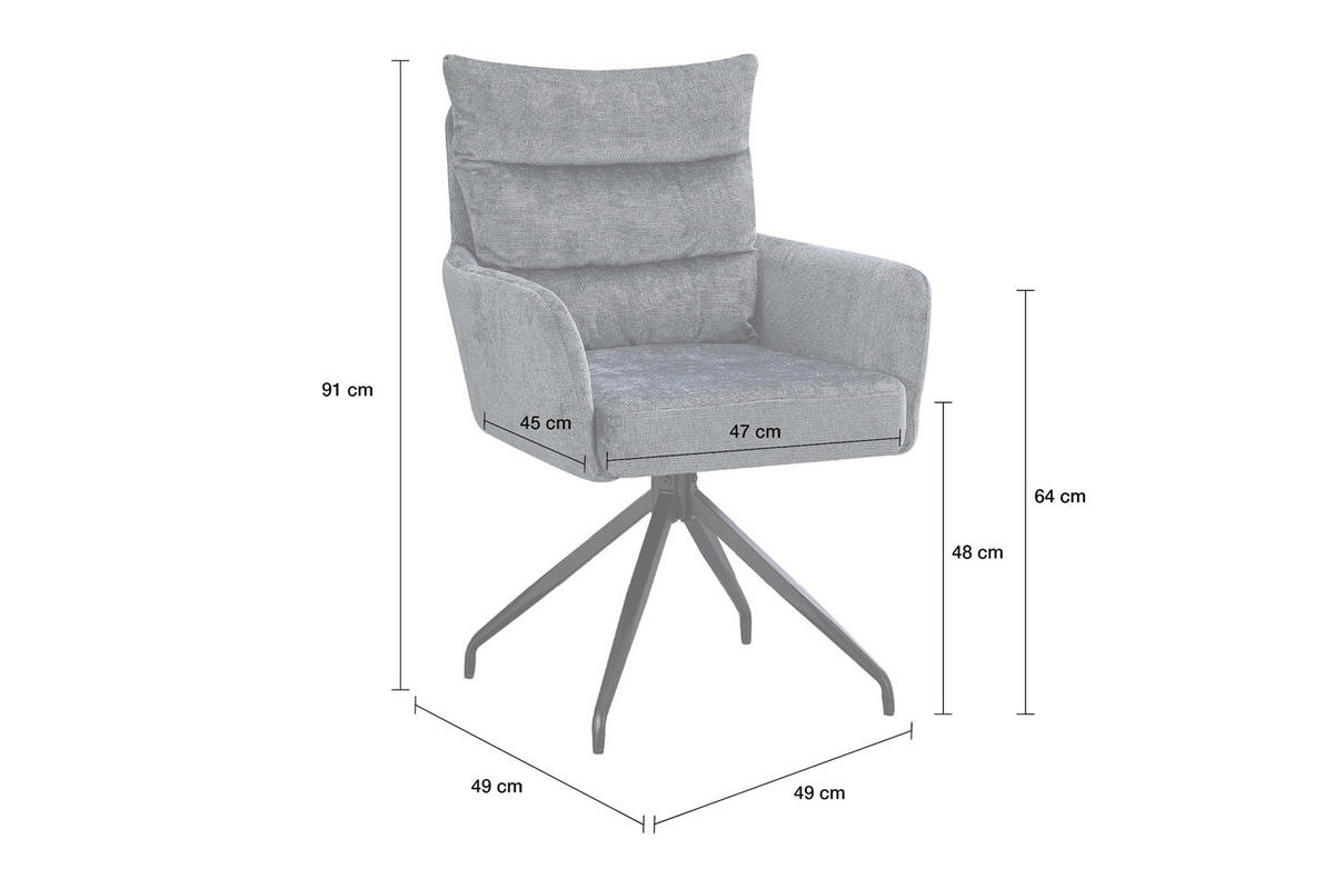 ESSZIMMERSTUHL Hamburg, Webstoff, Grau - Grau, Textil (49/91/49cm) - dasmöbelwerk