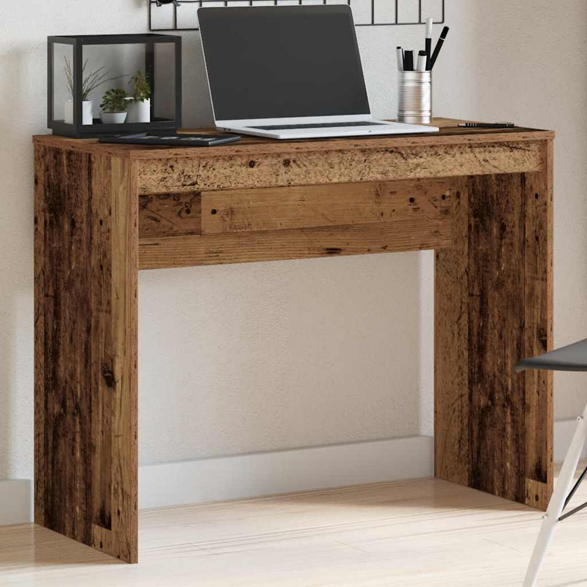 SCHREIBTISCH 90/40/72 cm aus Holzwerkstoff Altholz-Optik Dekor - Graubraun, Holz (40/90/72cm) - vidaXL