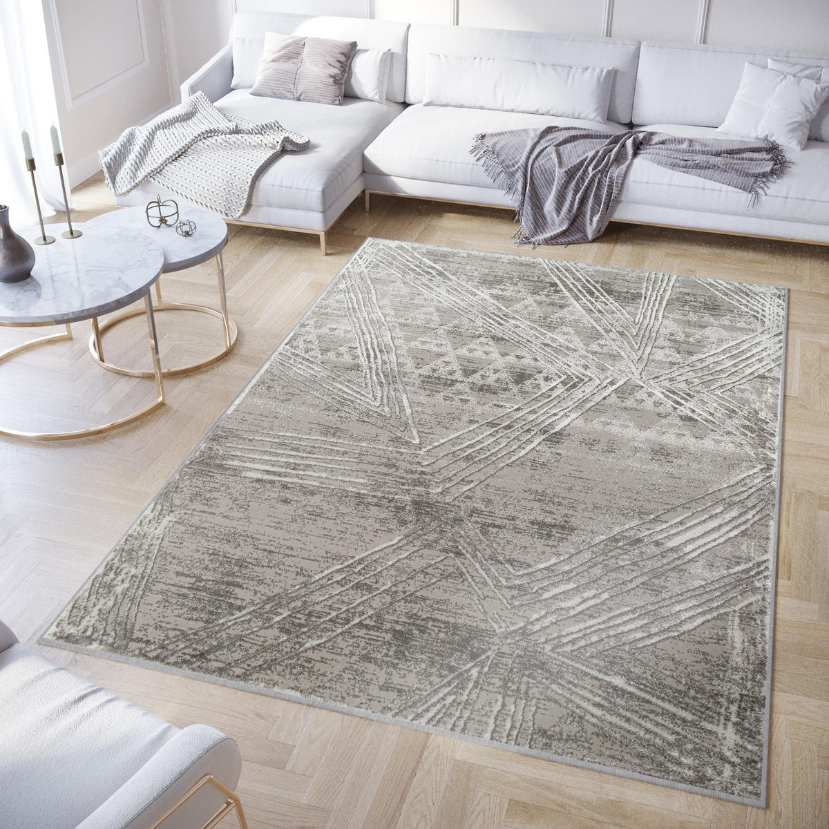 TEPPICH CRYSTAL Dunkelgrau 140/200 cm - Dunkelgrau, Textil (140/200cm) - Tapiso