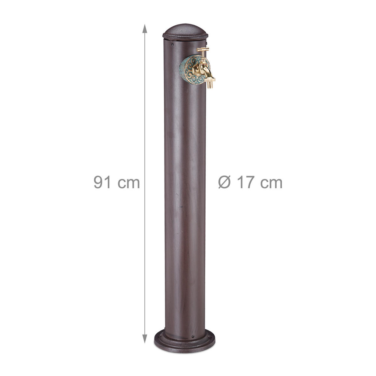 WASSERZAPFSÄULE - Braun, Metall (17/17/91cm) - Relaxdays
