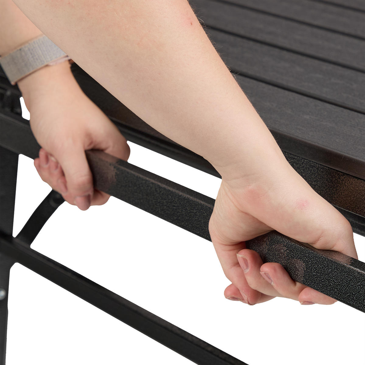 GARTENTISCH - Schwarz, Kunststoff/Metall (78/166/76cm) - Relaxdays