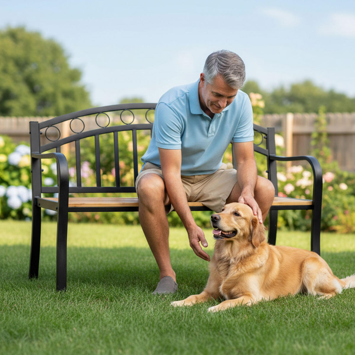 GARTENBANK ARUM Schwarz, Braun 127 x 84 x 58 cm - Schwarz/Braun, Holz/Metall (127/84/58cm) - Akord