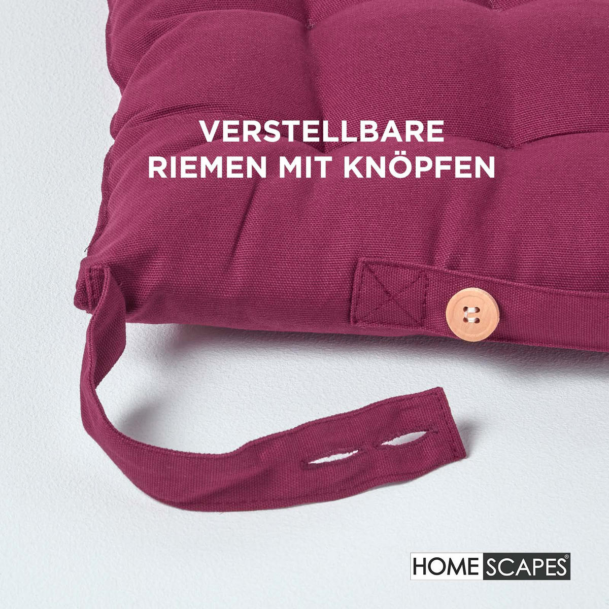STUHLKISSEN 4er-Set weinrot 40/40/6,5 cm - Weinrot, Textil (40/40/6.5cm) - Homescapes
