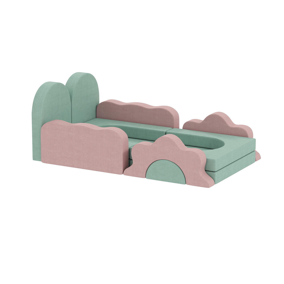 SCHAUMSTOFF Bausteine Kinder 12 Stück Klettern Softbausteine mit Bällebad Grün - Grün, Textil (75/75cm) - AIYAPLAY