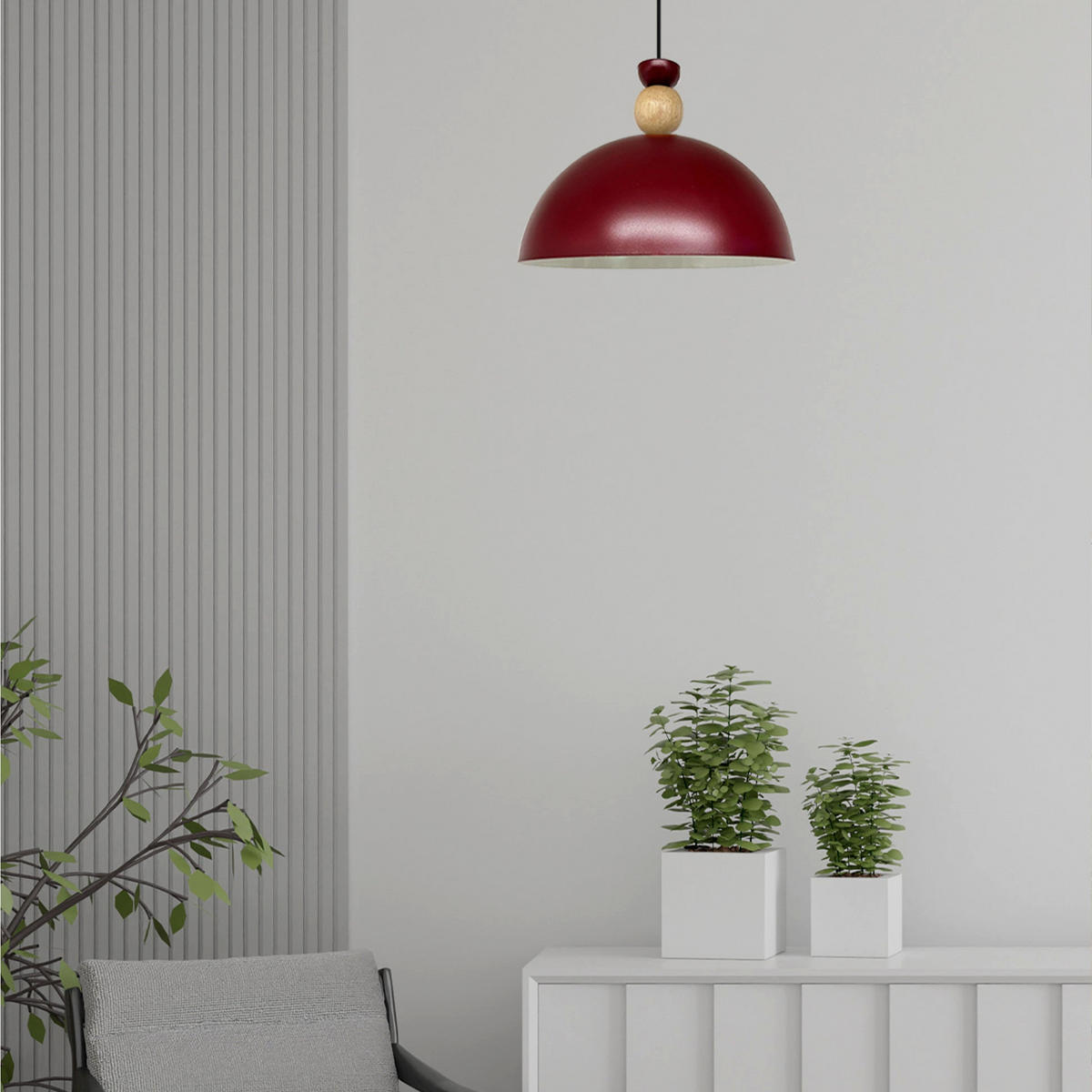 PENDELLEUCHTE Yimpi - Bordeaux, Metall (30/30/25cm) - Bamyum