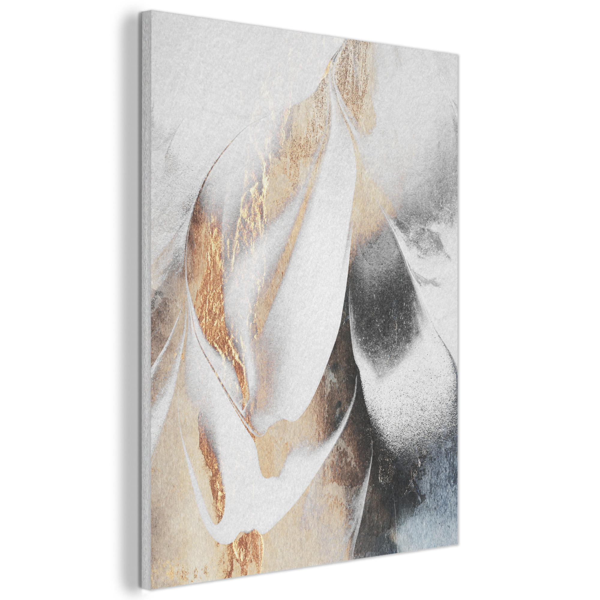 MuchoWow AKUSTICKÝ obraz Luxusní - abstraktní - zlatá - bílá 70x100 cm