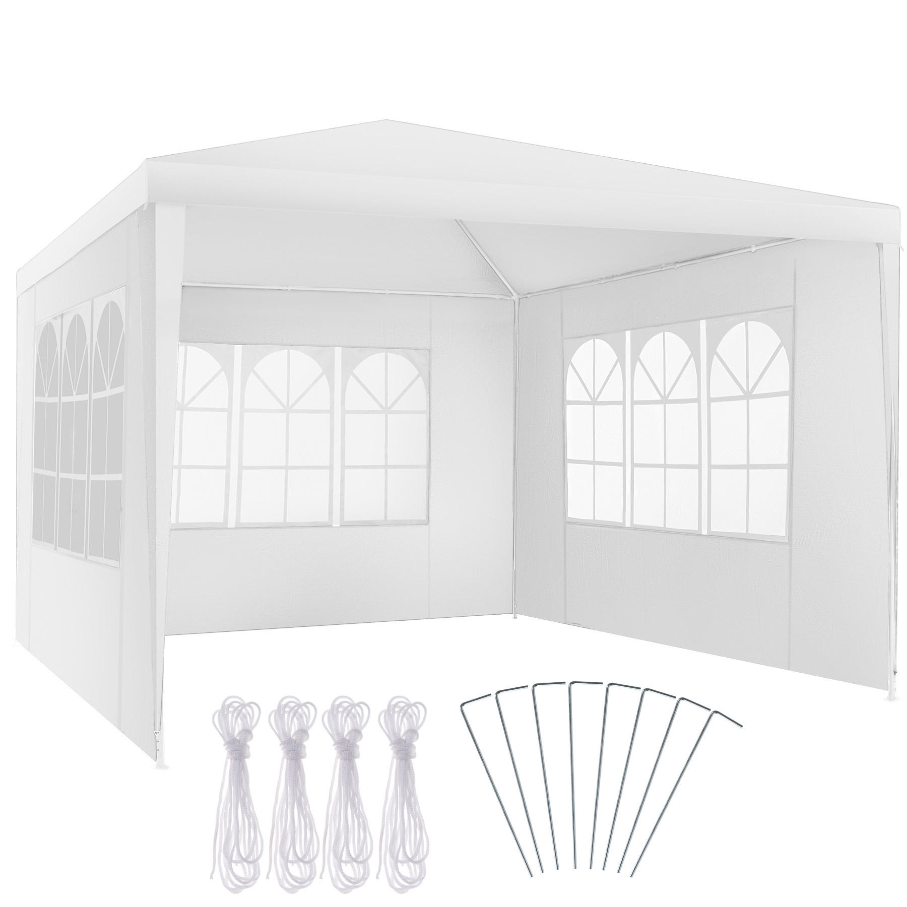 PAVILLON Baraban,inklusive Spannseile und Heringe,weiß - Weiß, Kunststoff (300/250/300cm) - tectake