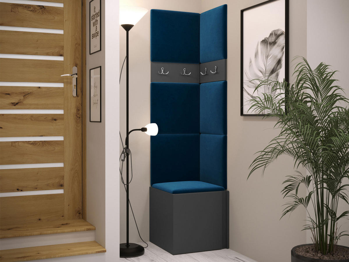 GARDEROBEN-SET Orion XXI - Blau/Graphitfarben, Holzwerkstoff/Kunststoff (42/186/46cm) - MIRJAN24