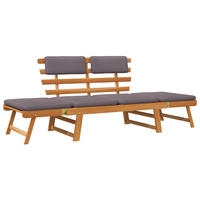 2-IN-1 Gartenliege mit Auflage 190 cm Massivholz Akazie - Braun, Holz (190/68cm)