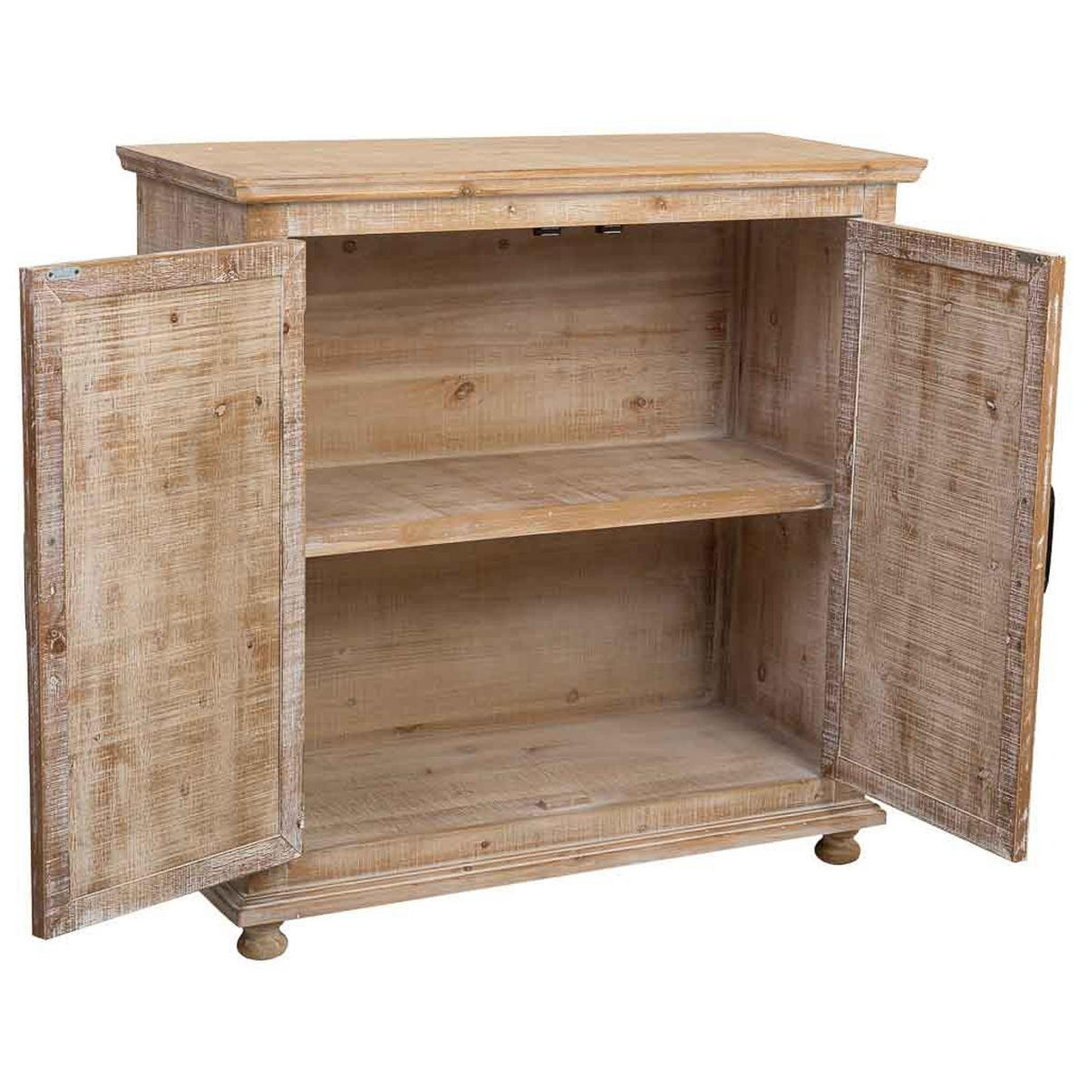 SIDEBOARD aus Holz und Glas mit 2 Türen 90x38x85 - Beige, Holz (90/85/38cm) - Wanderlust