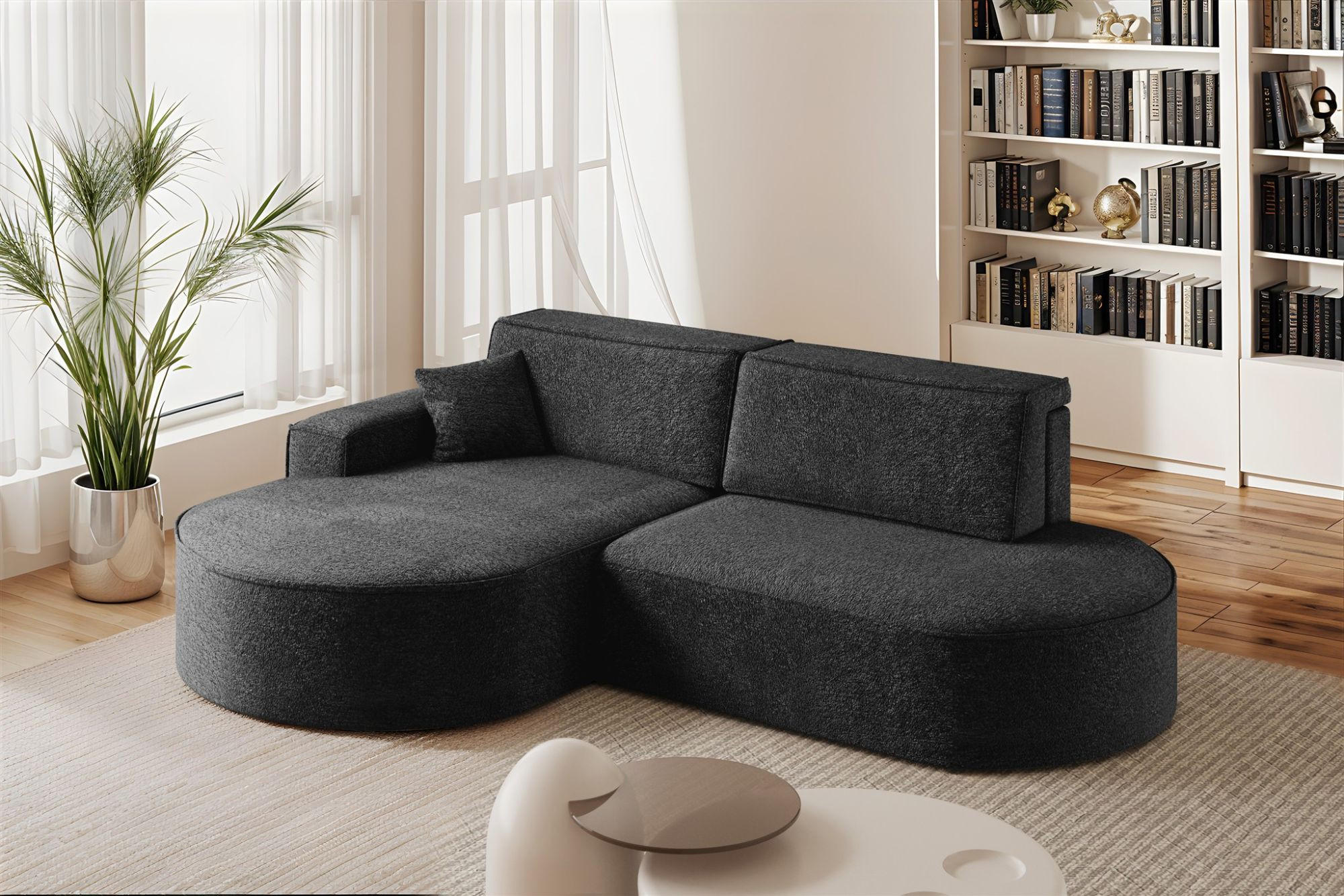 ECKSOFA Venedig Mit Schlaffunktion - Schwarz, Holzwerkstoff/Textil (278/179cm) - Fun Möbel