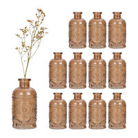 12XSKLENENÁ váza - svetlohnedá, sklo (6/13cm) - Relaxdays