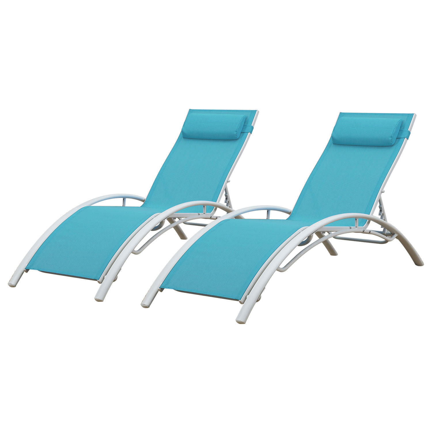 LIEGESTÜHLE Galapagos Blau und Weiß 2er-Set - Blau, Metall (63/82/173.5cm) - Happy Garden