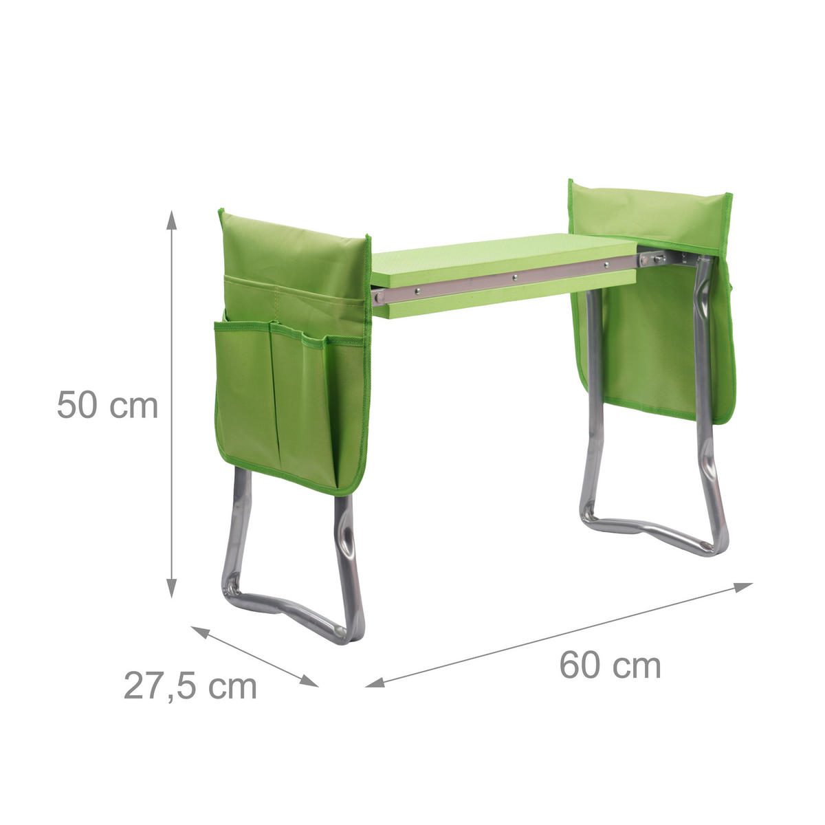 KNIEBANK - Grün, Textil/Metall (60/50/27.5cm) - Relaxdays