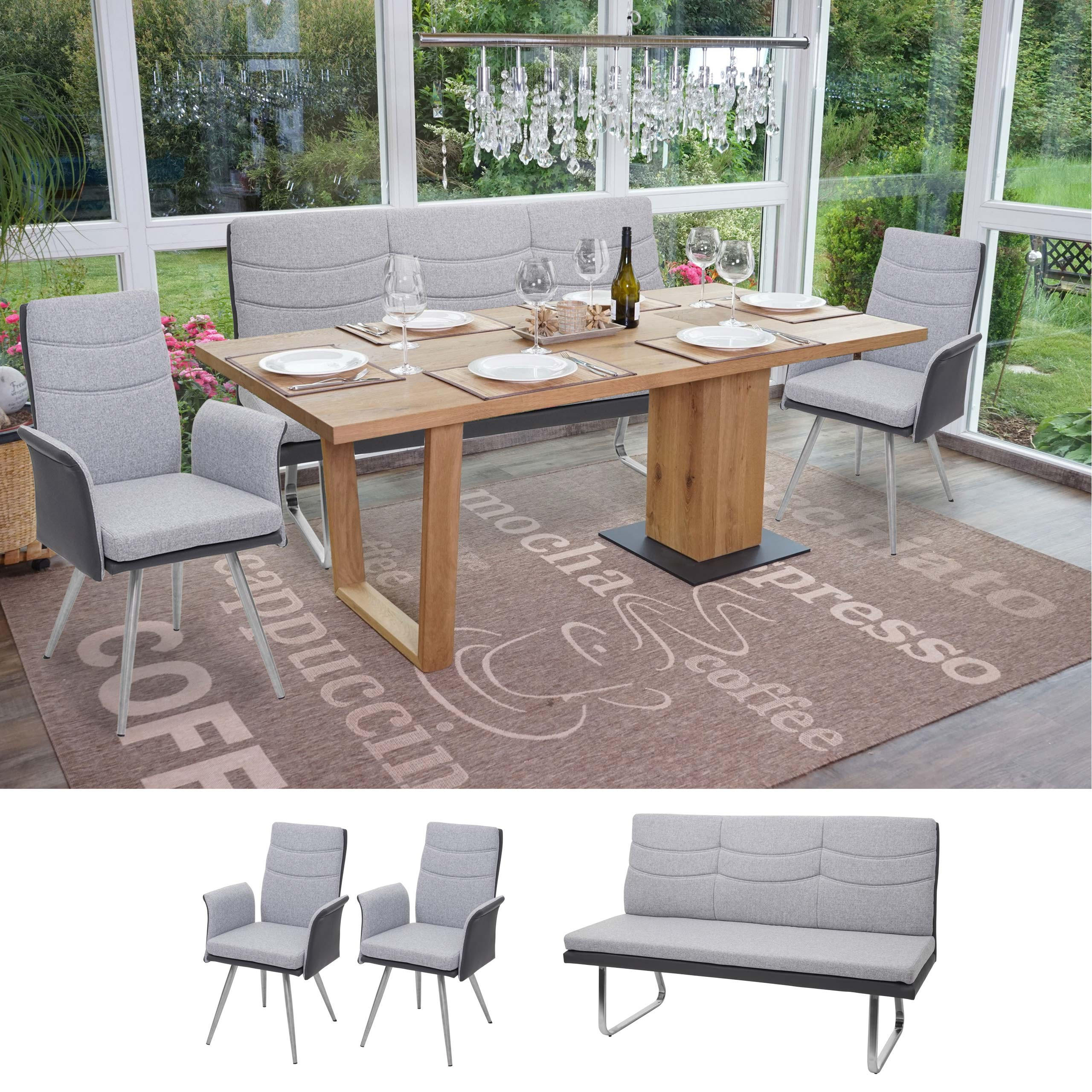 ESSZIMMER-SET Grau 2er-Set - Grau, Textil (160/98/70cm) - MCW