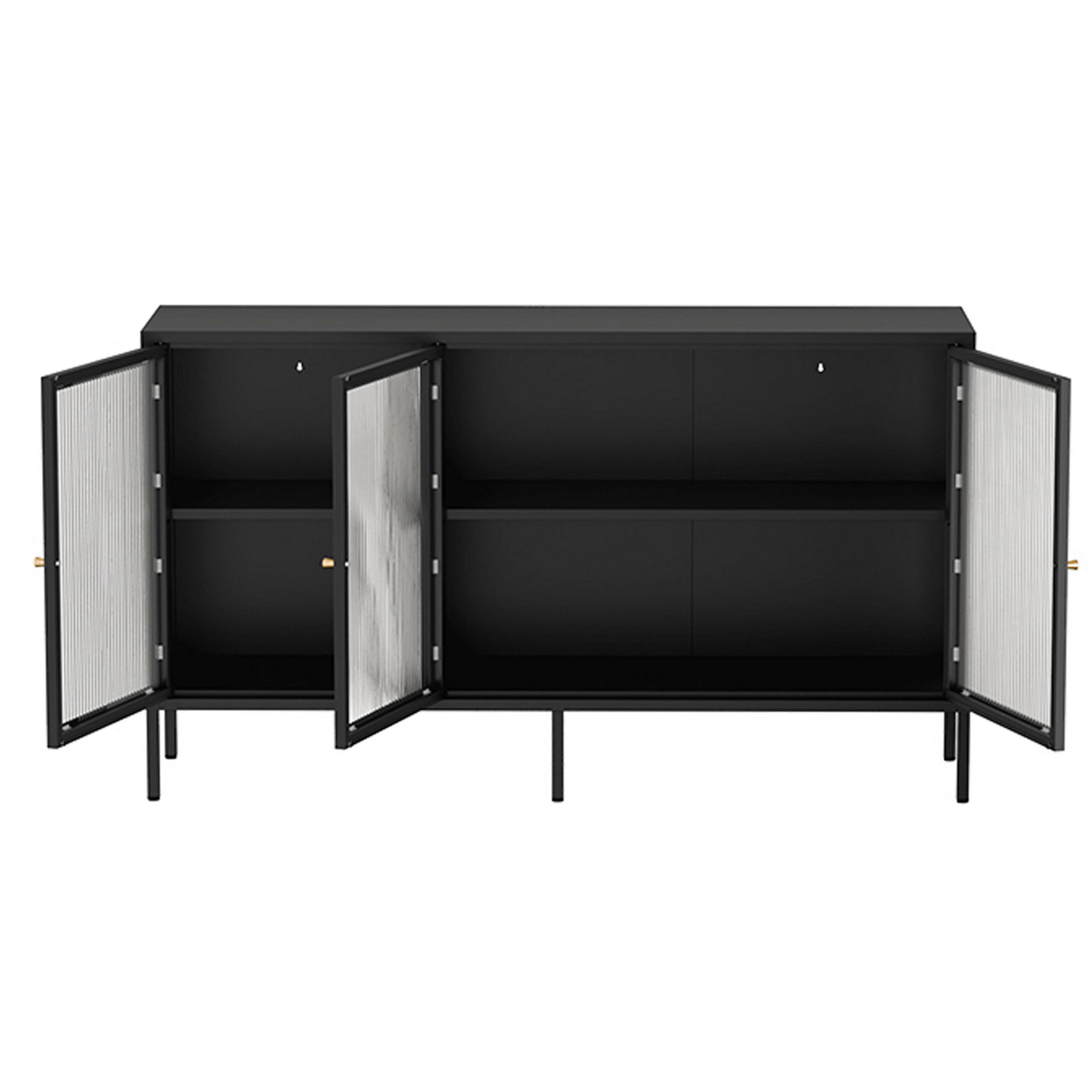 SIDEBOARD 140 cm, Schwarz - Schwarz, Metall (35/80/140cm) - Oviala