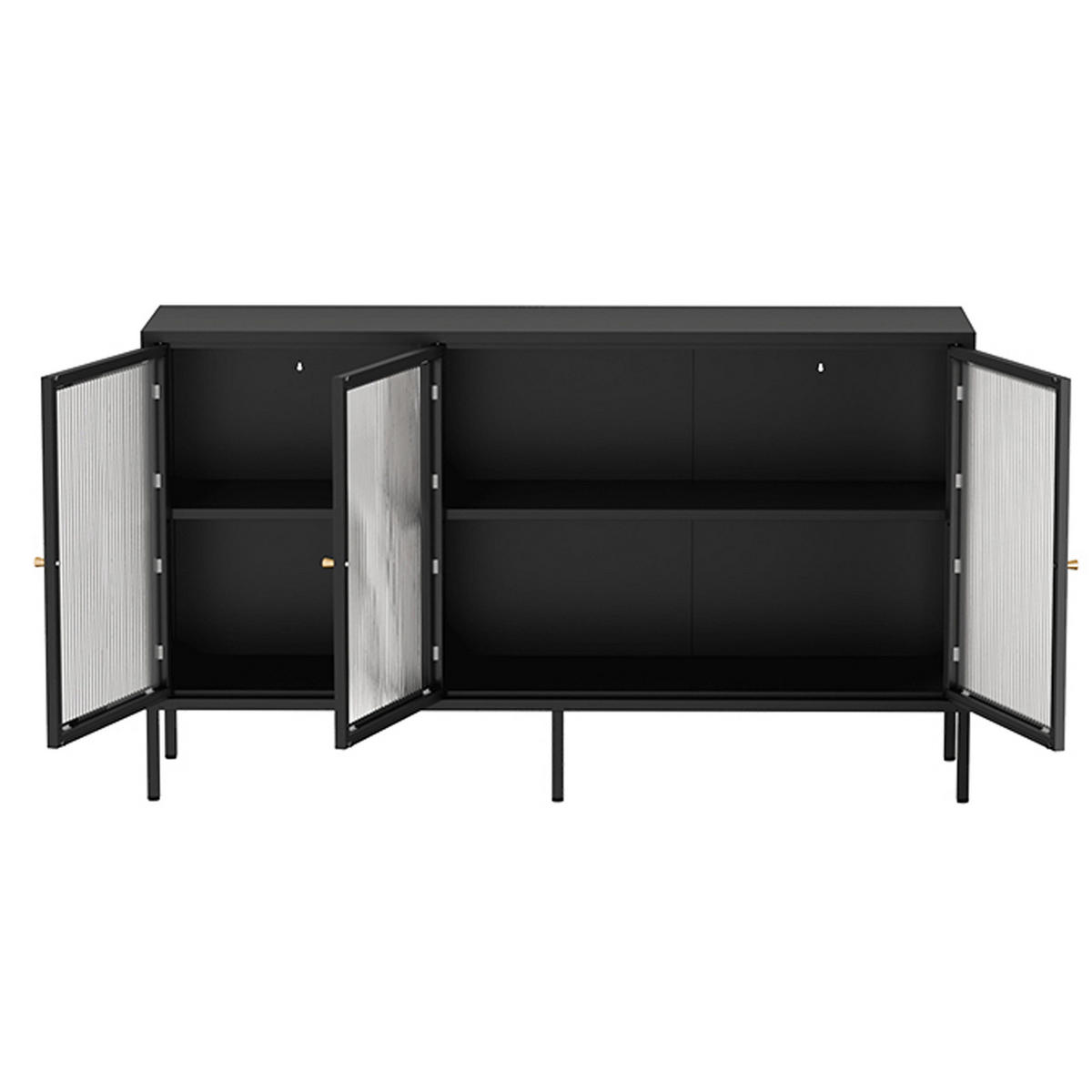 SIDEBOARD 140 cm, Schwarz - Schwarz, Metall (35/80/140cm) - Oviala
