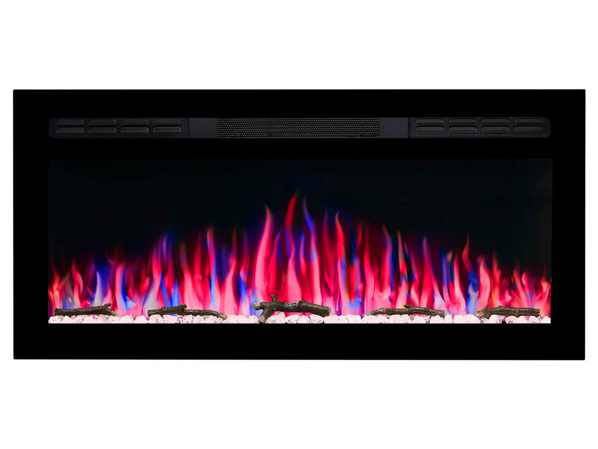 WAND-EINBAUKAMIN AF37WR – Breite 90 cm, 3D-Flammeneffekt, LED-Beleuchtung, Heizfunktion - Schwarz, Glas/Metall (95/45/14.5cm) - ArtiFlame