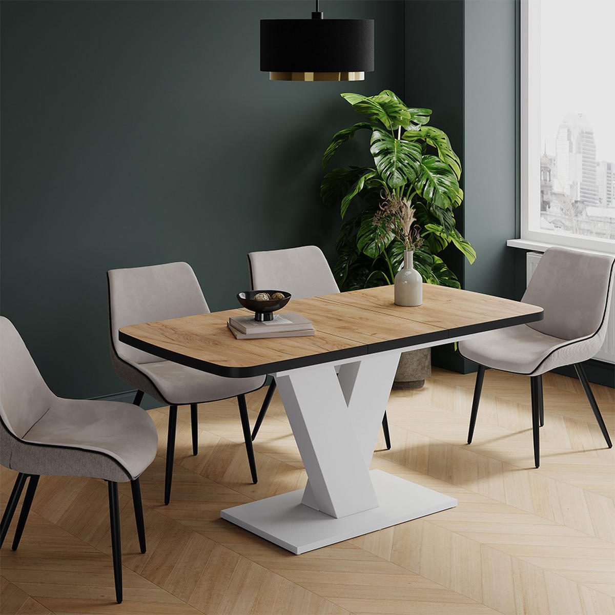 JÍDELNÍ STŮL Fenaro Černá/bílá - bílá/medově dubová, kompozitní dřevo (80/120/77.4cm) - Vicco