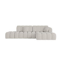 ECKSOFA mit Schlaffunktion Ottomane RECHTS OLEA-L2 321x164x75 Hellgrau Tissu - Silberfarben/Schwarz, Holzwerkstoff/Kunststoff (164/321cm) - ALTDECOR