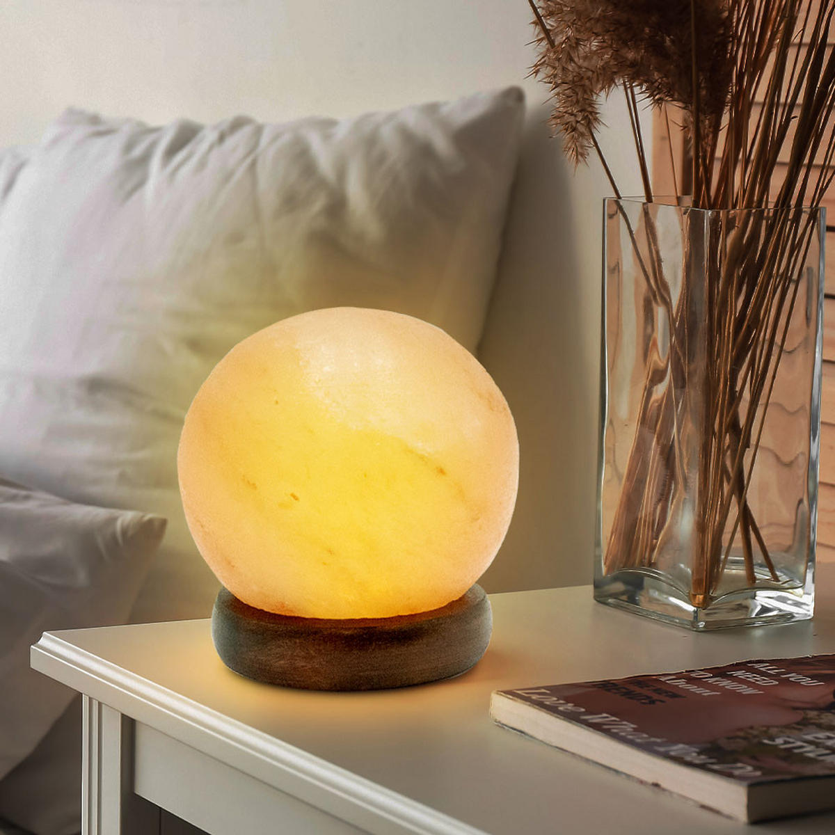 LED TISCHLEUCHTE Stone Orange Holz 2er Set - Orange, Holz (8.9/8.9/10.2cm) - Globo Lighting