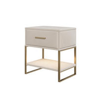 NACHTTISCH 2er Set Samt LED 1 Schublade beige - Beige, Holz (31/50/40cm) - LEBENLANG