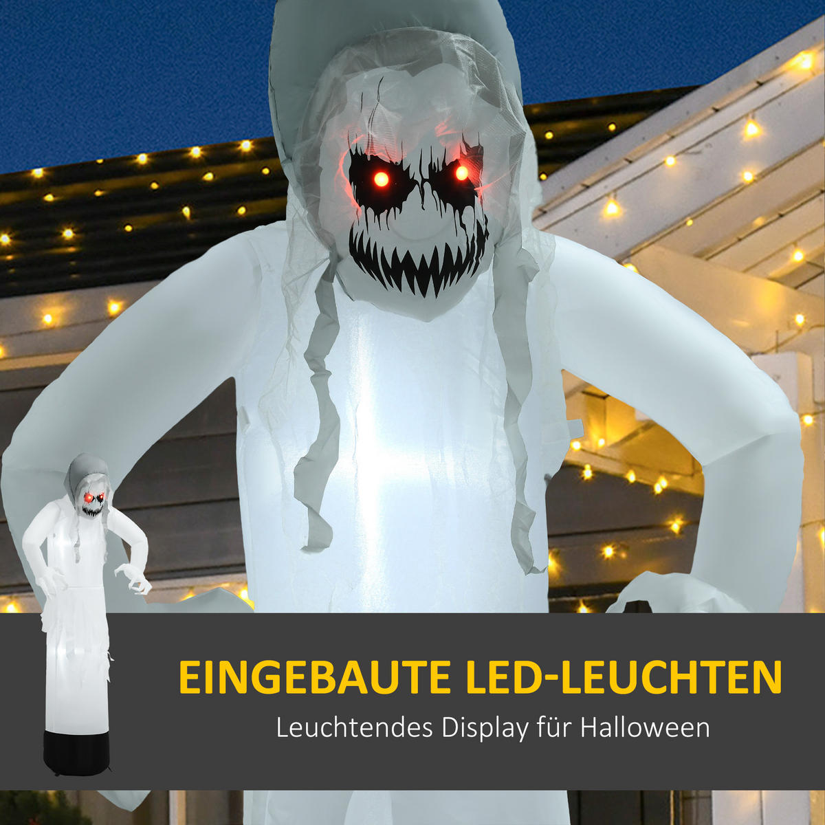AUFBLASBARE Halloween Ghost - Weiß, Kunststoff (47/180/77cm) - Outsunny