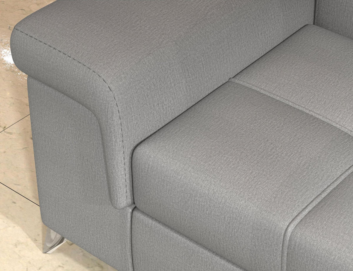 ECKSOFA mit Schlaffunktion und Bettkasten, pflegeleichter Monolith-Stoff - Chromfarben/Grau, Textil/Metall (275/202cm) - Eltap