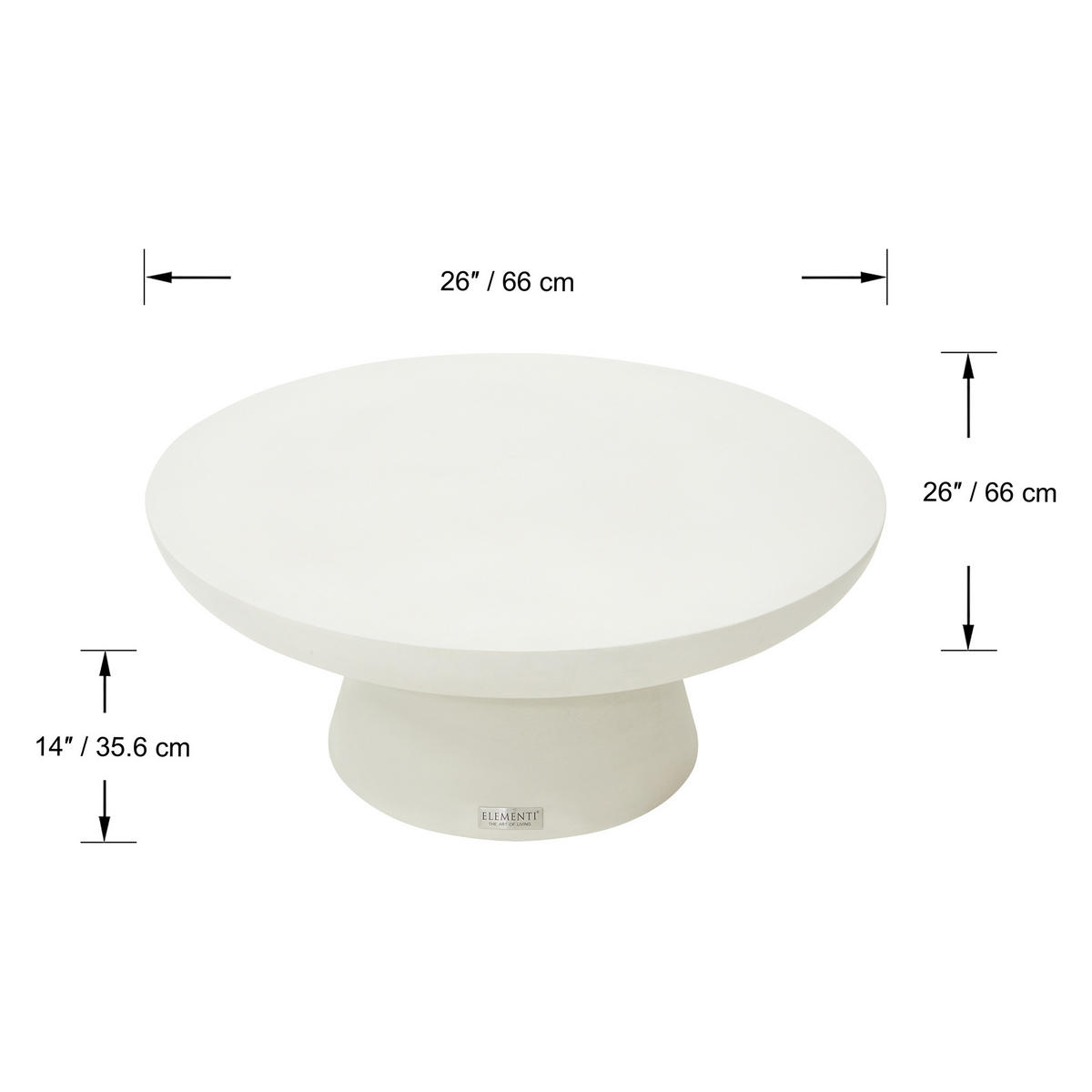COUCHTISCH KYLIX Klein Betonoptik 66 x 66 x 35 cm - Creme, Naturmaterialien (66/66/35cm) - Elementi