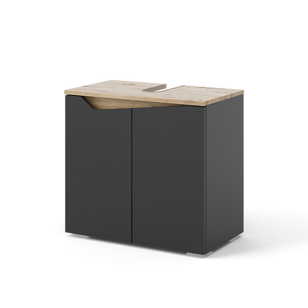WASCHBECKENUNTERSCHRANK Marelle Anthrazit 60 x 57.5 cm mit 2 Türen - Anthrazit, Holzwerkstoff (60/57.5/35cm) - Vicco