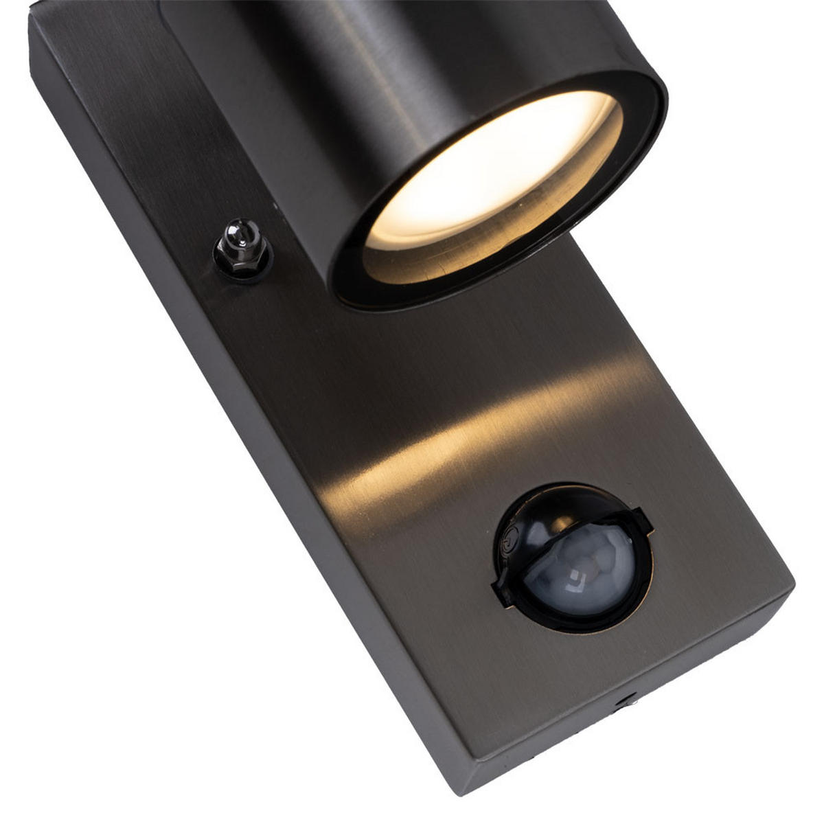 AUSSENWANDLEUCHTE Edelstahl Schwarz mit Bewegungsmelder - Schwarz, Glas (11/6.8/16.3cm)