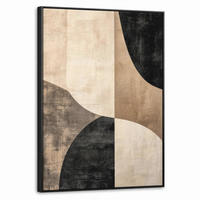 LEINWAND Bilder mit Rahmen - Abstrakt - Flugzeuge - Schwarz - Rund - 60x80 - Beige, Textil (60/80cm) - MuchoWow