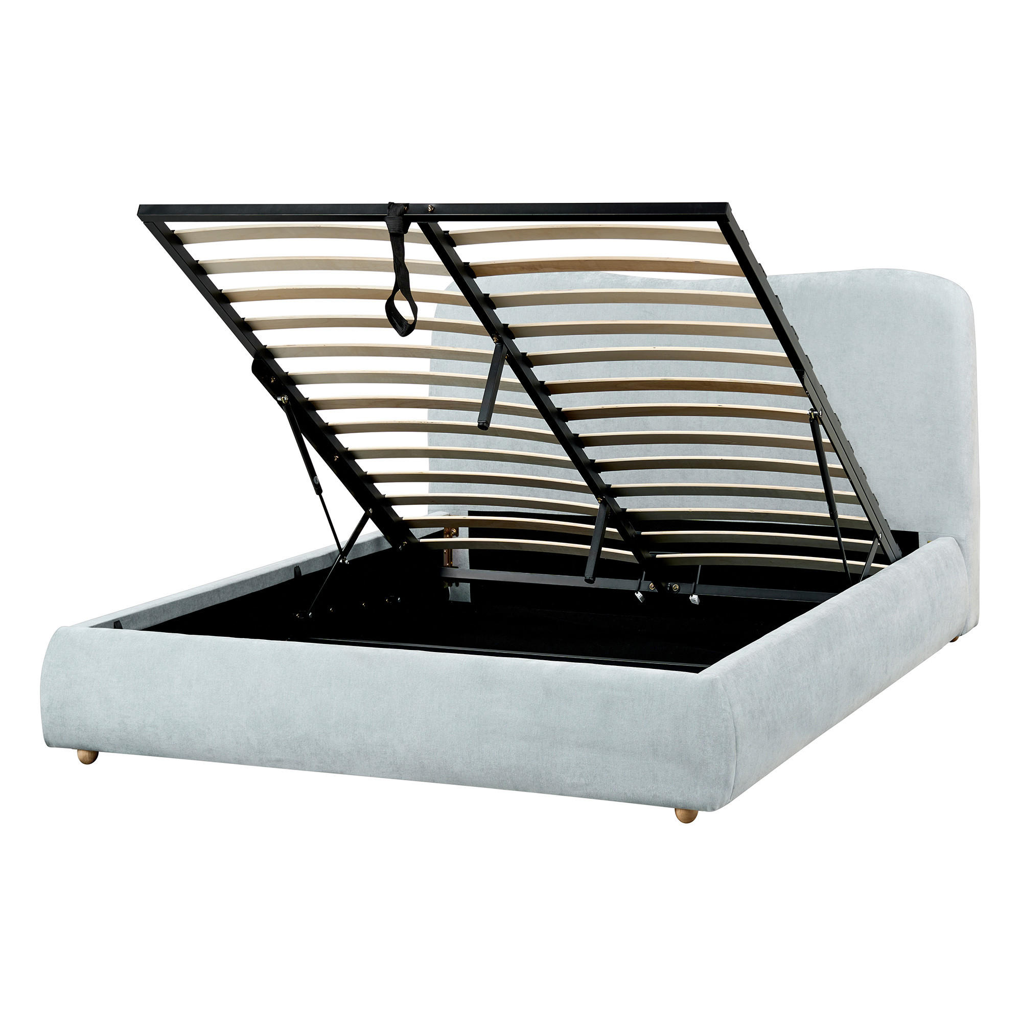 BETT mit Stauraum 140/200 cm Hellblau Blagnac - Blau/Braun, Textil (140/200cm) - Beliani