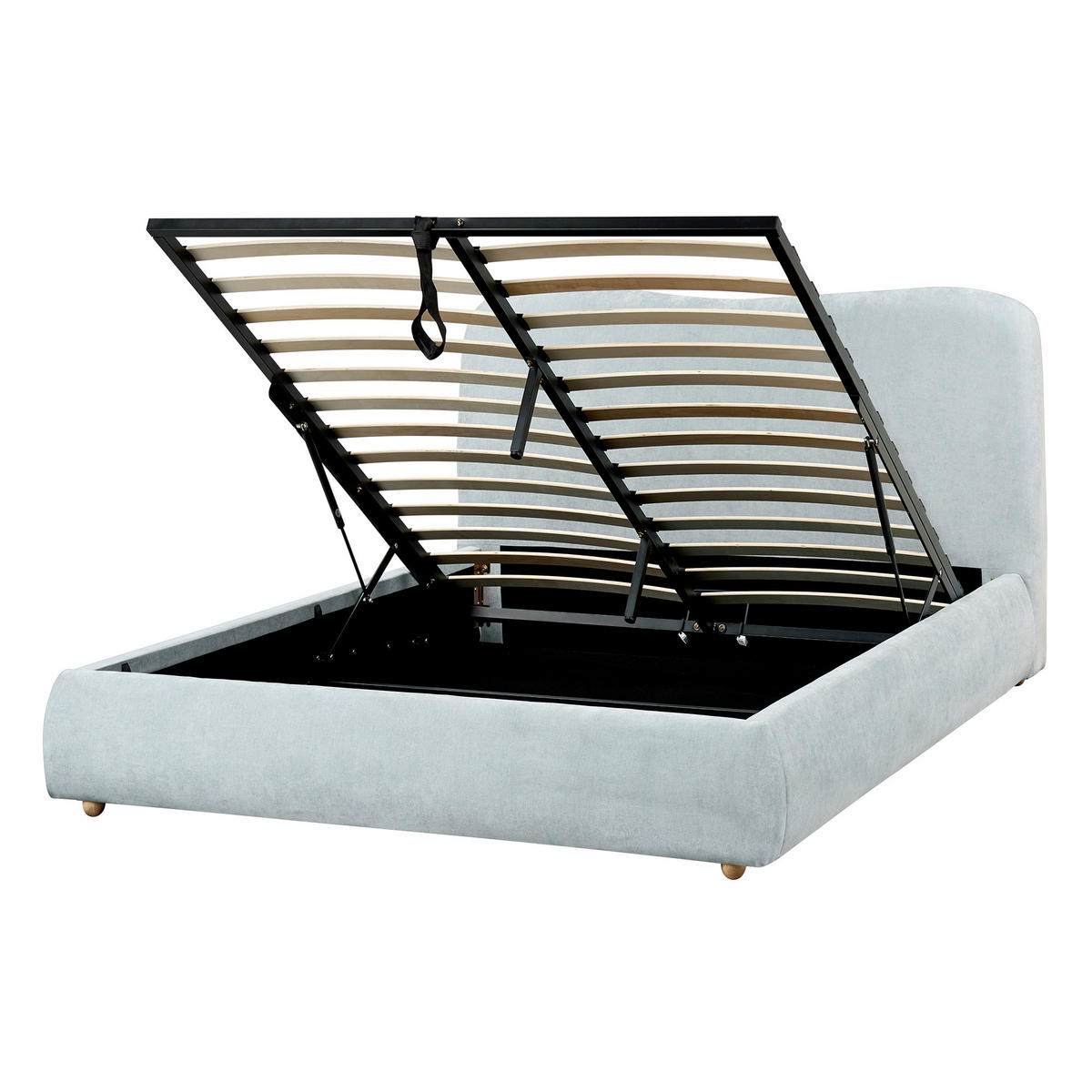 BETT mit Stauraum 140/200 cm Hellblau Blagnac - Blau/Braun, Textil (140/200cm) - Beliani