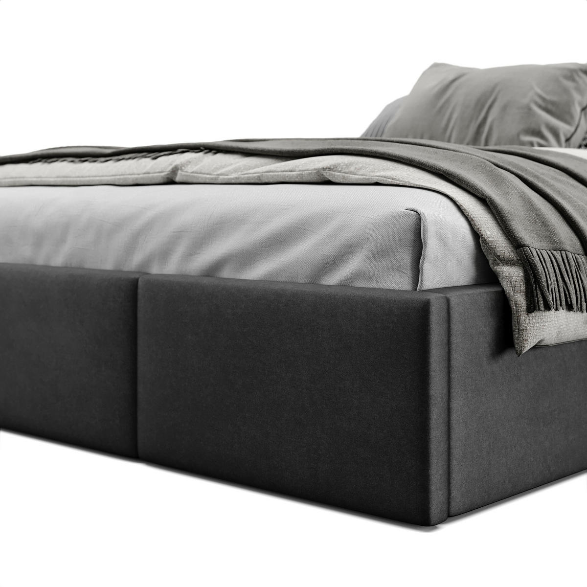 POLSTERBETT für Schlafzimmer Bett mit Stauraum Schwarz 180x200cm - Schwarz, Holzwerkstoff/Textil (180/200cm) - Muralo