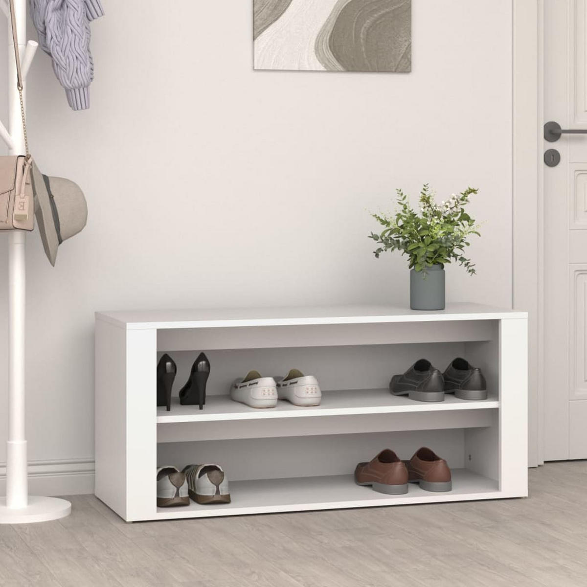 SCHUHREGAL Weiss 100/35/45 Cm Holzwerkstoff - Weiß, Holzwerkstoff (100/45/35cm) - vidaXL