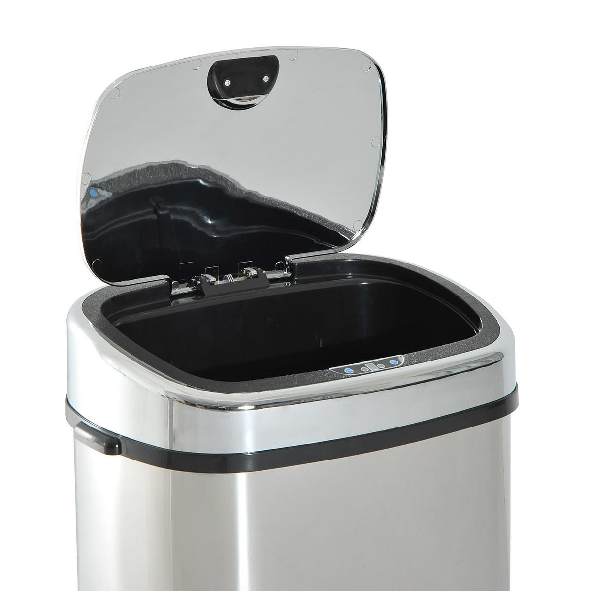MÜLLEIMER 68L 40,5/29,5/78 cm Edelstahl Silber Automatik Küche - Silberfarben, Metall (29.5/78/40.5cm) - Rolipo