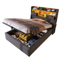 POLSTERBETT 90/200 cm Grau aus Leinen mit Stauraum - Grau, Textil (90/200cm) - OKMYHOME