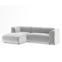 ECKSOFA Melani Hellgrau Samtstoff - Hellgrau/Schwarz, Holz/Holzwerkstoff (253/153cm) - Maison de Reve
