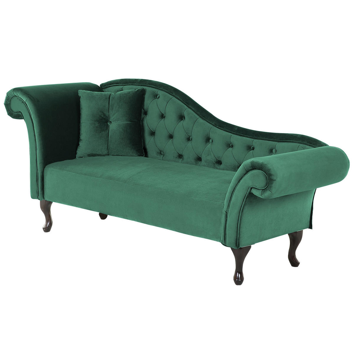 CHAISELONGUE Samtstoff dunkelgrün linksseitig Lattes - Grün, Textil (188/87/59cm) - Beliani