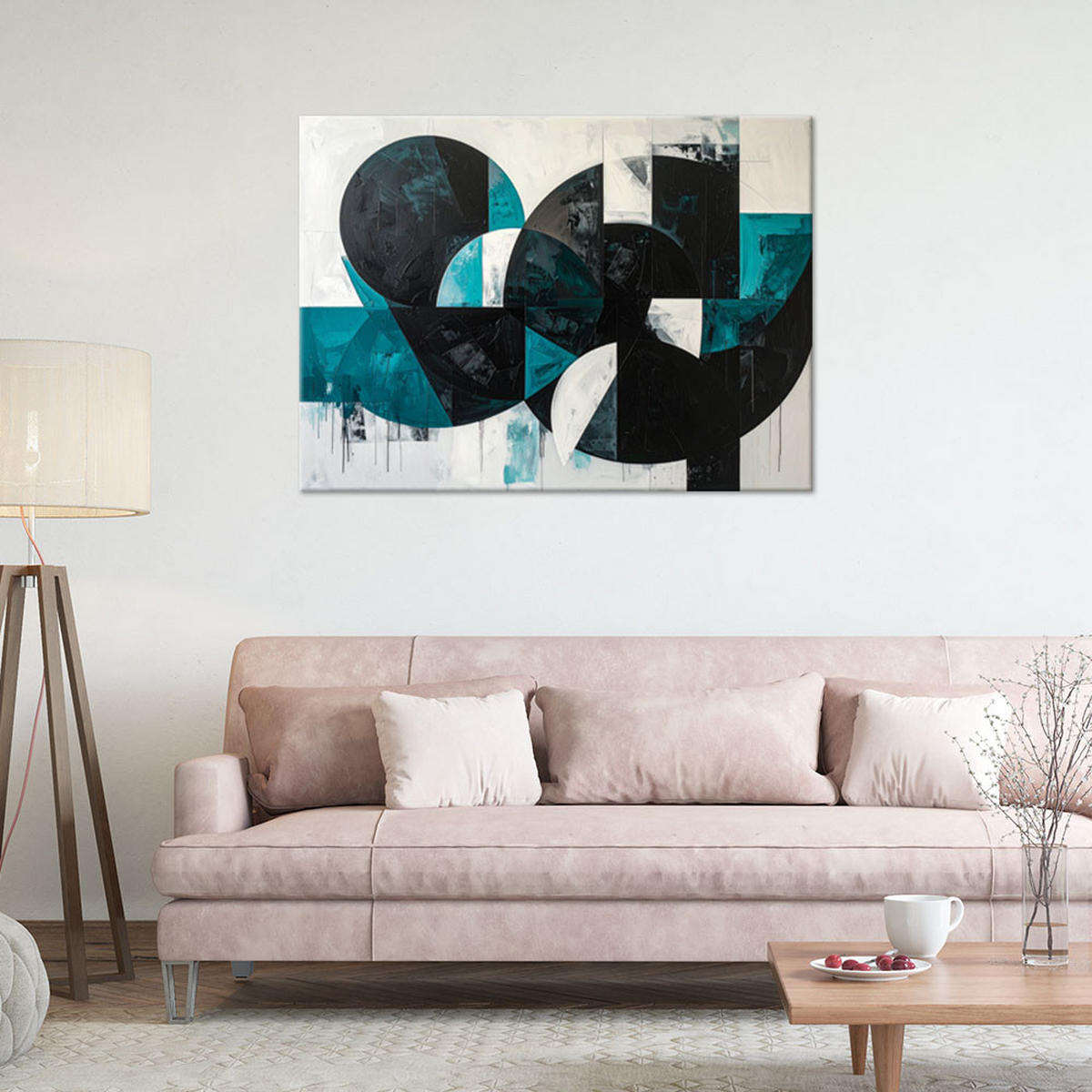 LEINWANDBILD 3D und geometrisch 120x80cm - Türkis, Textil (120/80cm) - Feeby