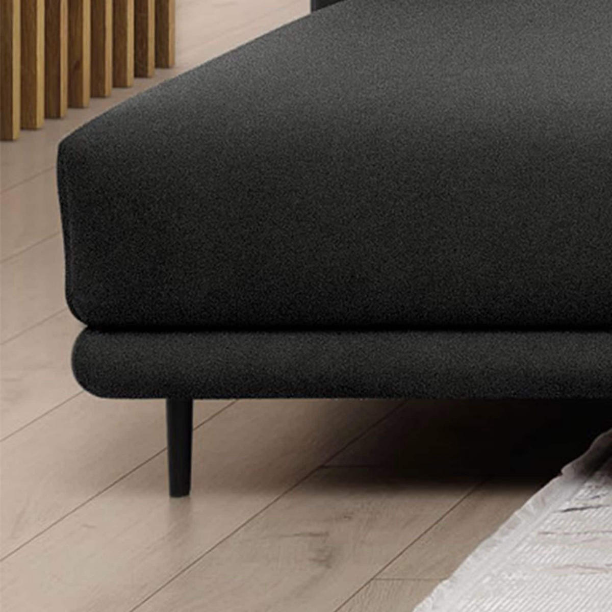 ECKSOFA mit Schlaffunktion und Bettkasten, Loco-Stoff - Dunkelgrau/Schwarz, Textil/Metall (289/190cm) - Eltap