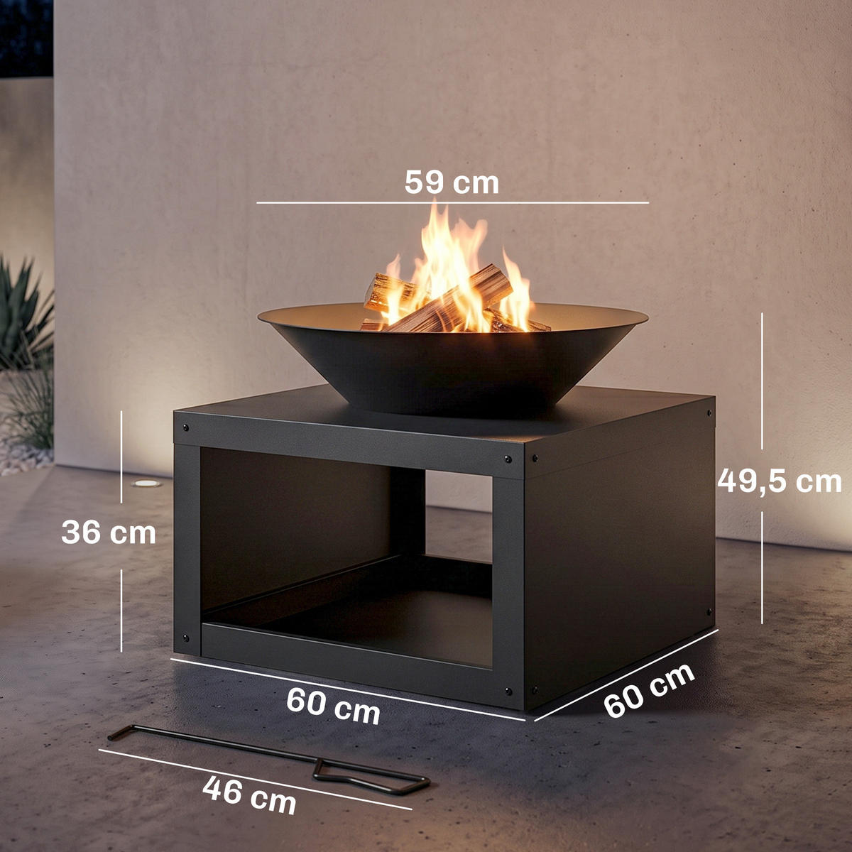 FEUERSCHALE Metall Schwarz - Schwarz, Metall (60/49.5/60cm) - Outsunny
