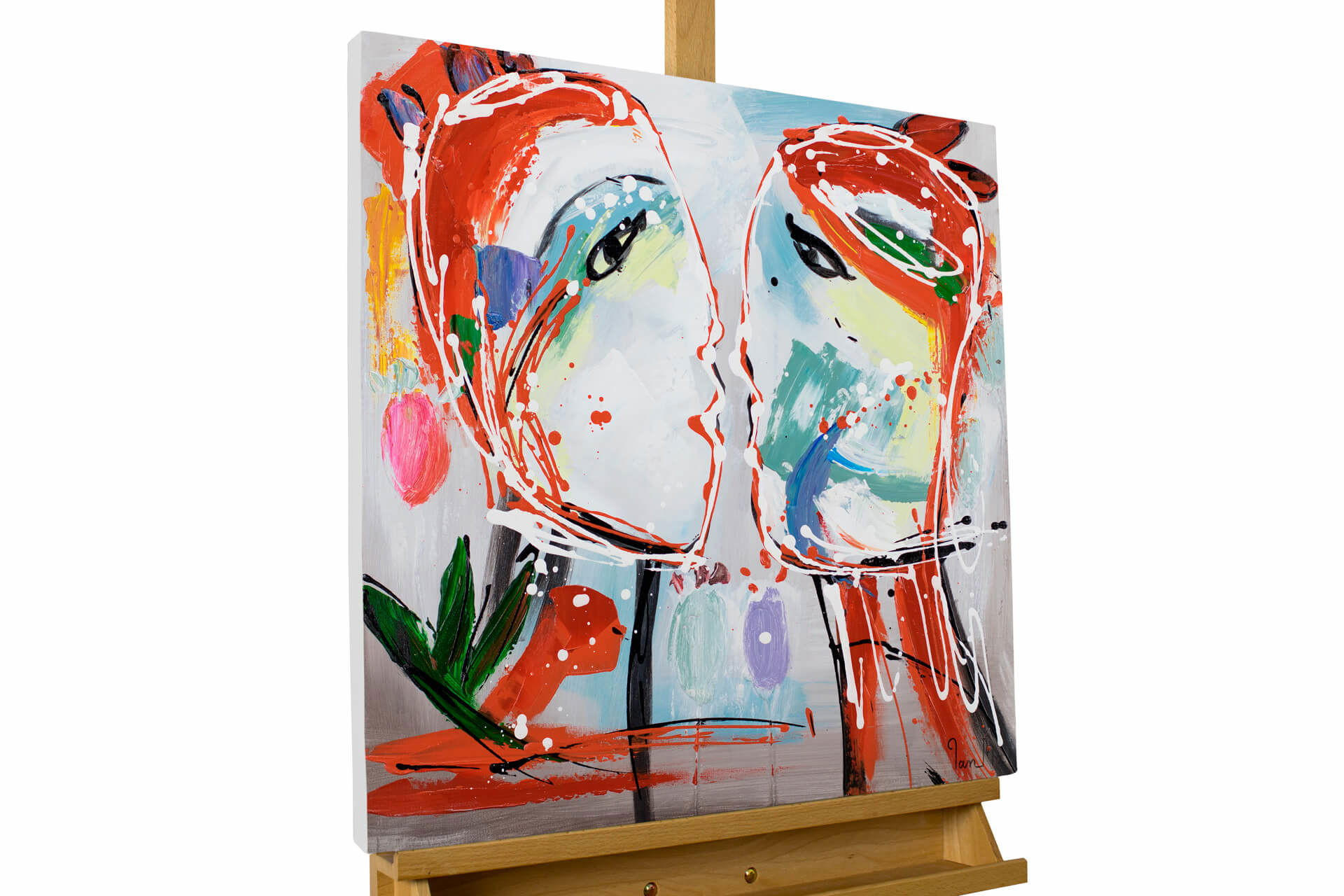 ÖLGEMÄLDE 60/60 cm - Multicolor/Orange, Holz/Textil (1.14/60cm) - KUNSTLOFT